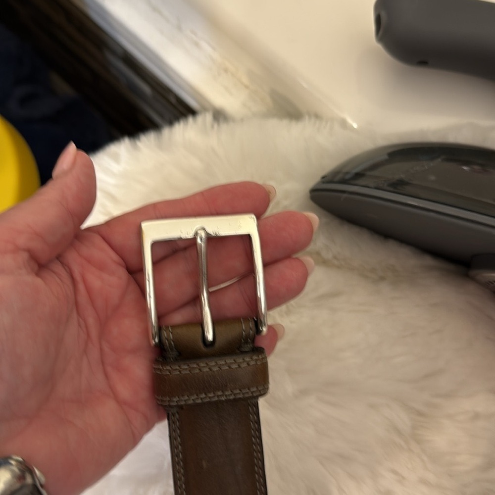 John Varvatos Brown Leather Belt - Picture 12 of 15